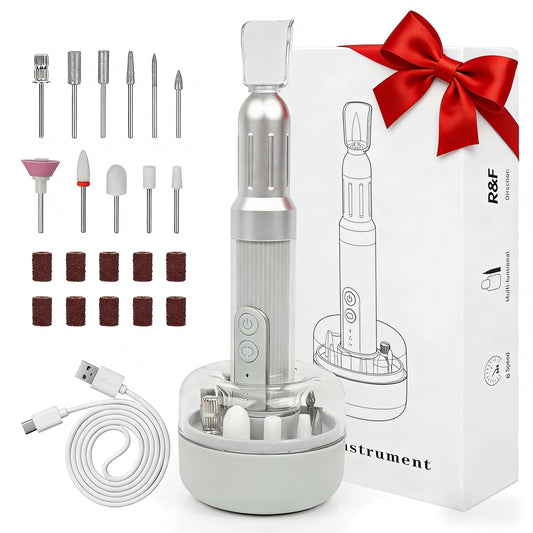 Electric Nail Drill Kit, Cordless 6 Speed Electric Nail File with Manicure Pedicure Nail Set for Acrylic Gel Nails, Professional Nail Drill for Home Salon Use