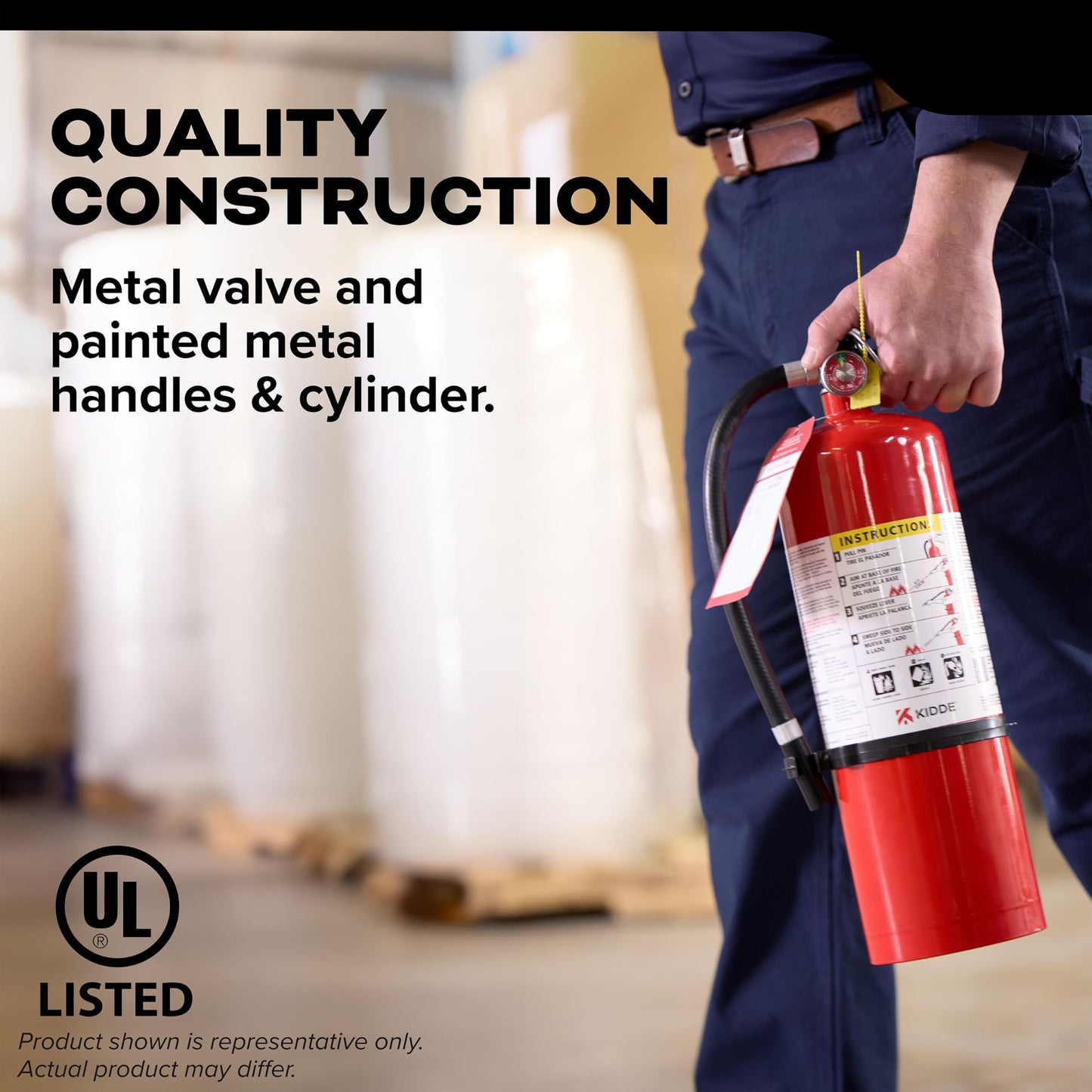 Kidde Commercial-Grade Fire Extinguisher for Office, Schools, Rechargeable 4A60BC