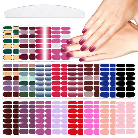 YECIRALA 20 Sheets 280 Pieces Solid Nail Wraps for Women Girls Sick On Nails Polish Stickers Self Adhesive Nail Polish Strips Full Cover Nail Decals Gel Nail Strips Nails Design Stickers for Nails