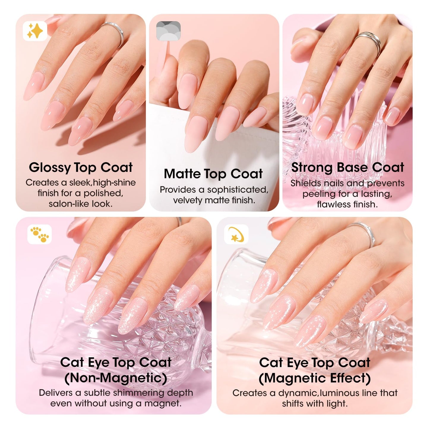 GELLEN 24pcs Gel Nail Polish Set, 20 Colors UV Gel Polish Red Blue Green Hema TMPTA TPO 3-free with Base Coat and Glossy Matte Cateye Top Coat, All Seasons NailGel for Christmas Gift Women Girls