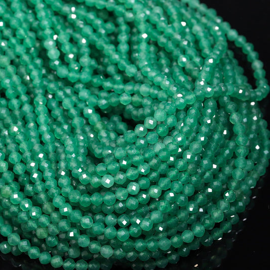 Song Xi 120pcs 3mm Natural Green Aventurine Gemstone Beads Faceted Round Loose Stone Beads for Jewelry Making (1 Strand)