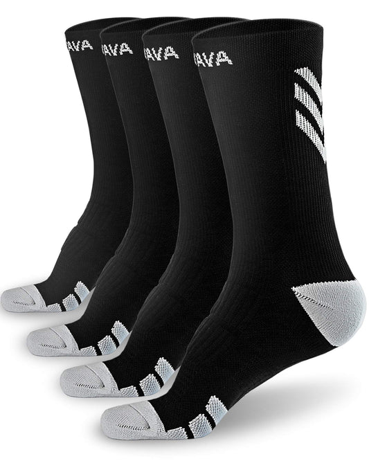 DOVAVA Dri-tech Compression Crew Socks 15-20mmHg for Men & Women, Athletic Fit Running Nurses Flight Travel Edema Diabetic, Boost Ankle Calf Circulation, XX-Large, Black (4 Pairs)