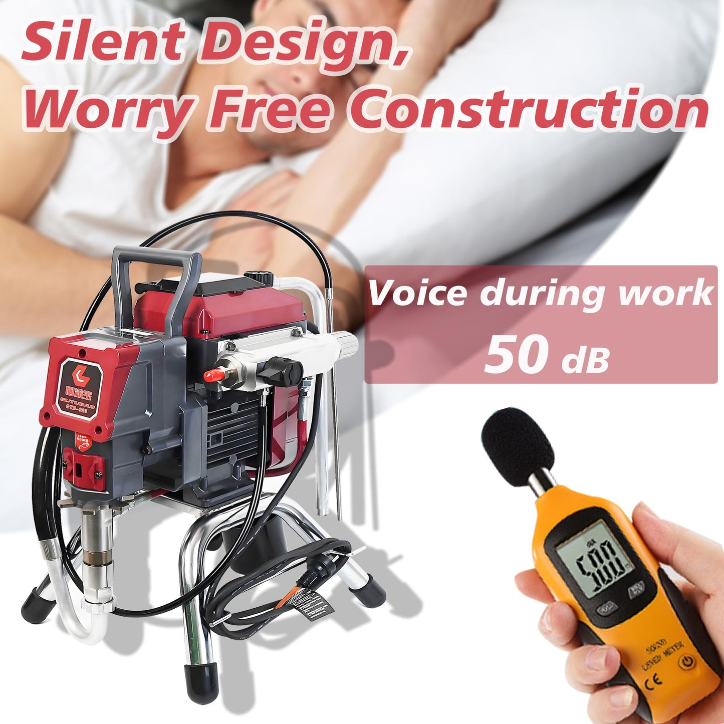 GUTUBAO 925 Airless Paint Sprayer Kit,High Efficiency Airless Painting Machine with 19.68" Extension,515,517,519 Tip for Large Projects, Commercial Paint Sprayer for House Painting or Contractor