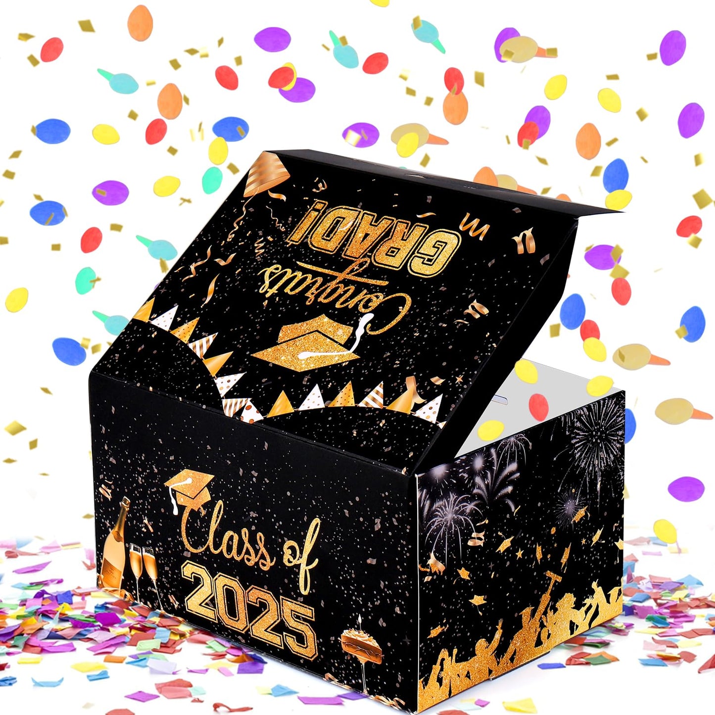 BABORUI Birthday Surprise Box Gift Box for Money, Happy Birthday Surprise Gift Box Explosion with Confetti, Seeroze Exploding Gift Box for Men Women Kids(Blue Birthday)