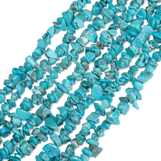 30in Turquoise Natural Chip Stone Beads 5-8mm About 230pcs, Irregular Drilled Blue Green Bead for Bracelets Jewelry Making Supplies for Adults, DIY Crafts.