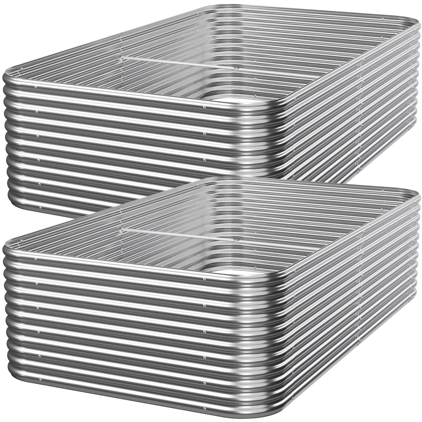 Mostmahes 2 PCS Tall 8x4ft Galvanized Raised Garden Bed Outdoor, Metal Garden Bed for Vegetables, Above Ground Garden Box for Flower, Steel Raised Beds for Gardening