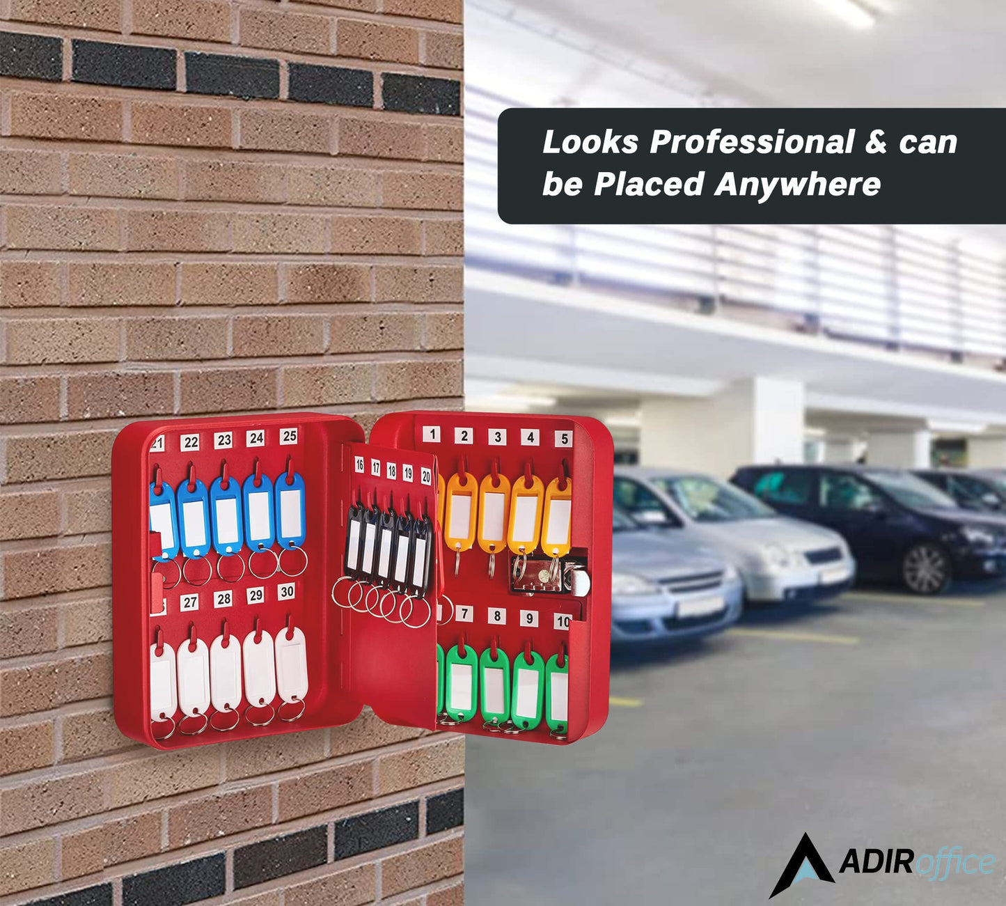 AdirOffice Steel Combination Lock Keys Cabinet Security Storage Box Organizer Holder Locked Key Box Wall Mount 30 Slots