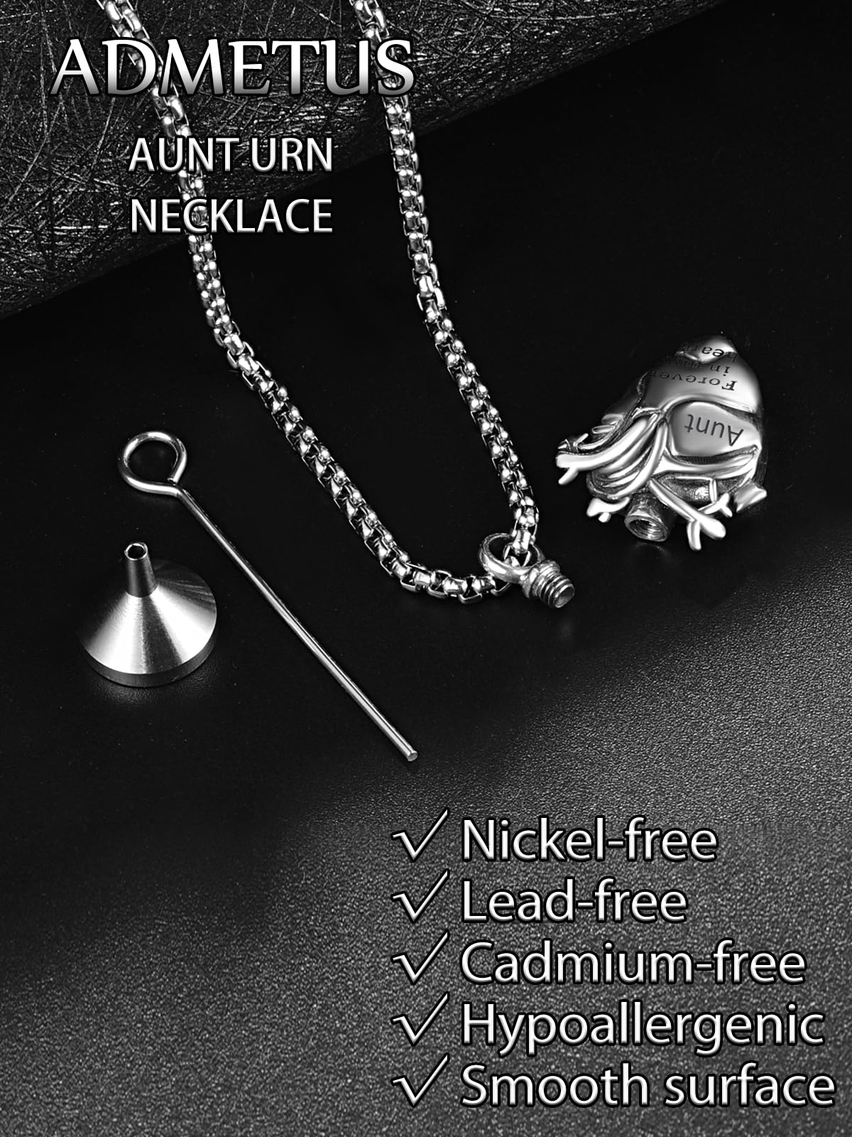 Anatomical Heart Urn Necklaces for Ashes Sterling Silver Ash Pendants Cremation Jewelry Aunt Keepsake Pendant Memorial Jewelry Gifts for Loss of Aunt