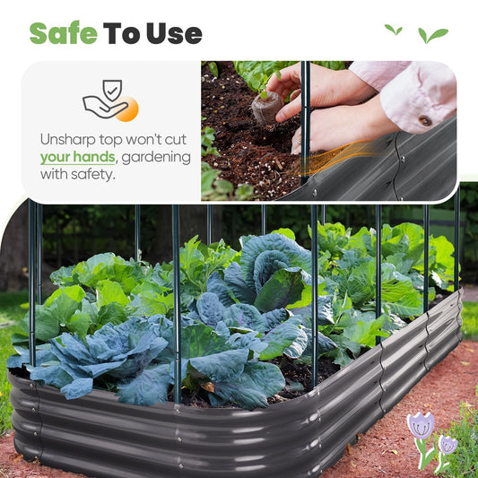 KING BIRD Raised Garden Bed with Cover Galvanized Oval Planter Garden Box 94.5x47.2x11.8 in, Clear, Outdoor for Gardening, Vegetables, Flowers