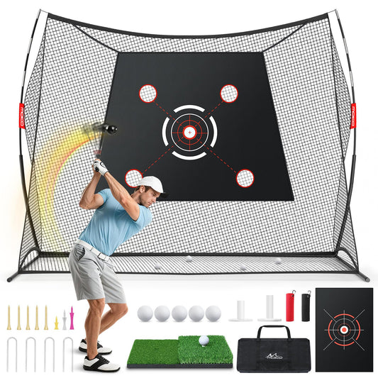 MoKo Golf Net, 10 x 7ft Golf Practice Net with 2 Targets, Portable Hitting Nets for Backyard Garage Indoor, Improve Swing Putting Pitching, Gift for Men & Golfer