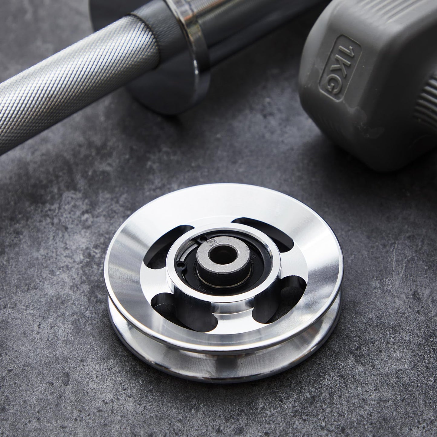 Soulchen 2/4/6/8/10/12 Pcs Aluminum Pulleys for Cable Machine Sets, 90mm Aluminum Alloy Bearing Gym Pulley Wheel for Home Gym Equipment Exercise Pulldown Attachments(Aluminium,Sliver,6 Pcs)