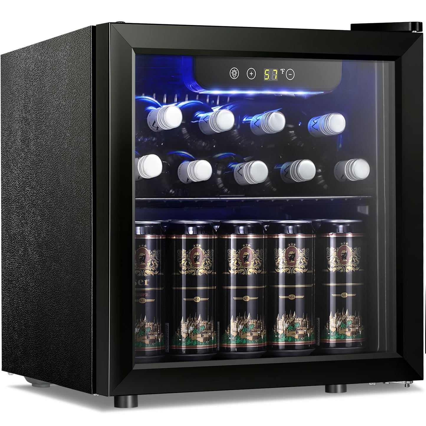 Antarctic Star 12 Bottle 48 Can Beverage Refrigerator Cooler - Mini Fridge Glass Door for Beer Soda Drinks or Wine,Freestanding Beverage Fridge for Home and Bar with Adjustable Shelving, 1.3 Cu. Ft.