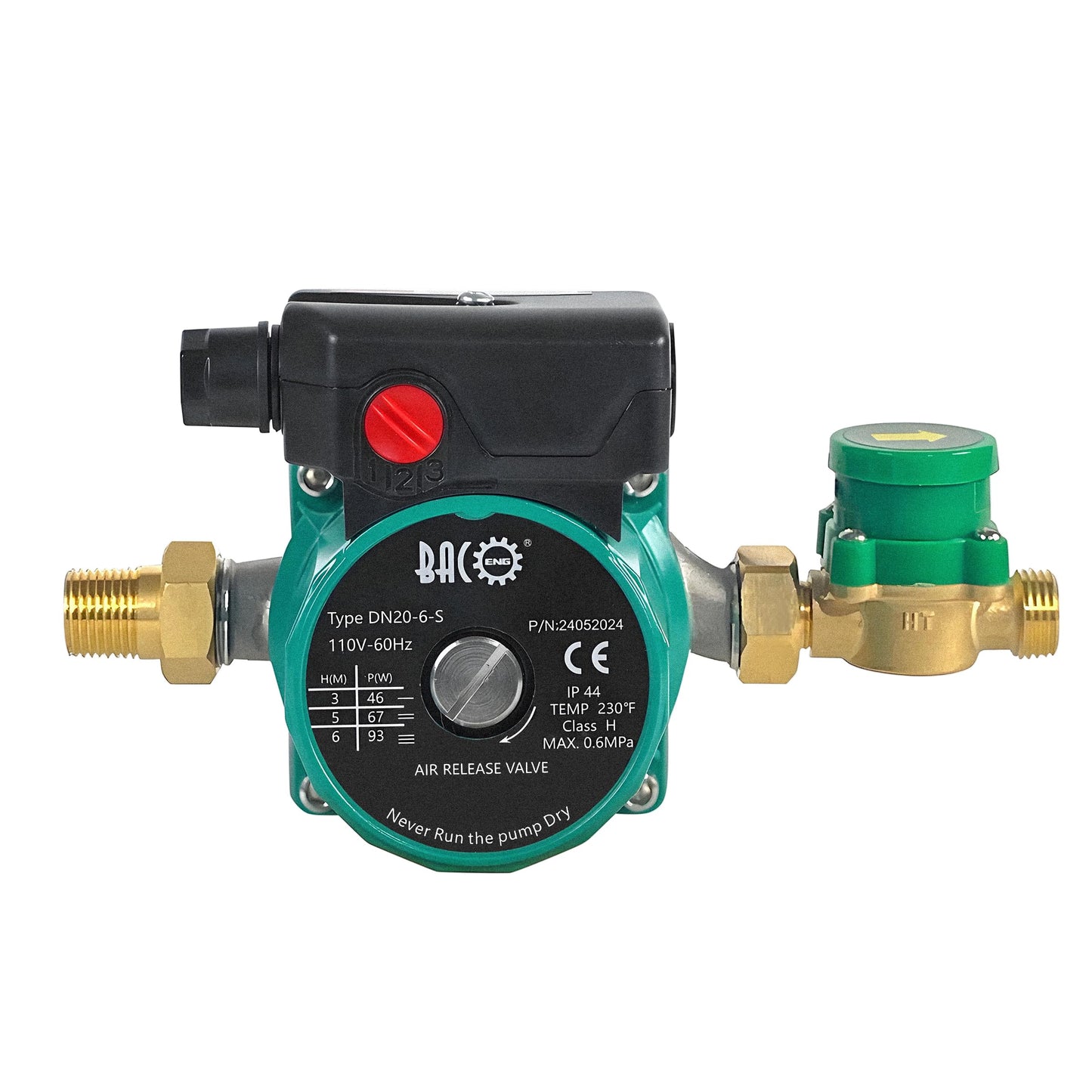 BACOENG 110V Hot Water Recirculating Pump, 3-Speed Switchable 3/4'' Circulation Pump for Water Heater, With US Plug and Flow Switch