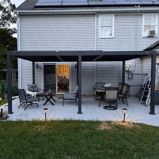 PURPLE LEAF Louvered Pergola 11' x 18' Aluminum Outdoor Pergola with Adjustable Louvers Roof and Integrated Drainage System 70 Mph High Wind Resistant Large Pergolas for Patio Poolside Garden Yard