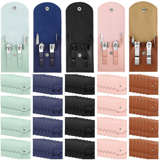 Lasnten 100 Bulk Nail Clipper Set Bulk Manicure Kit Stainless Steel Pedicure Professional Nail Care Kit with Travel Case Portable Grooming for Husband Men Women Family(Multicolor,4 in 1)