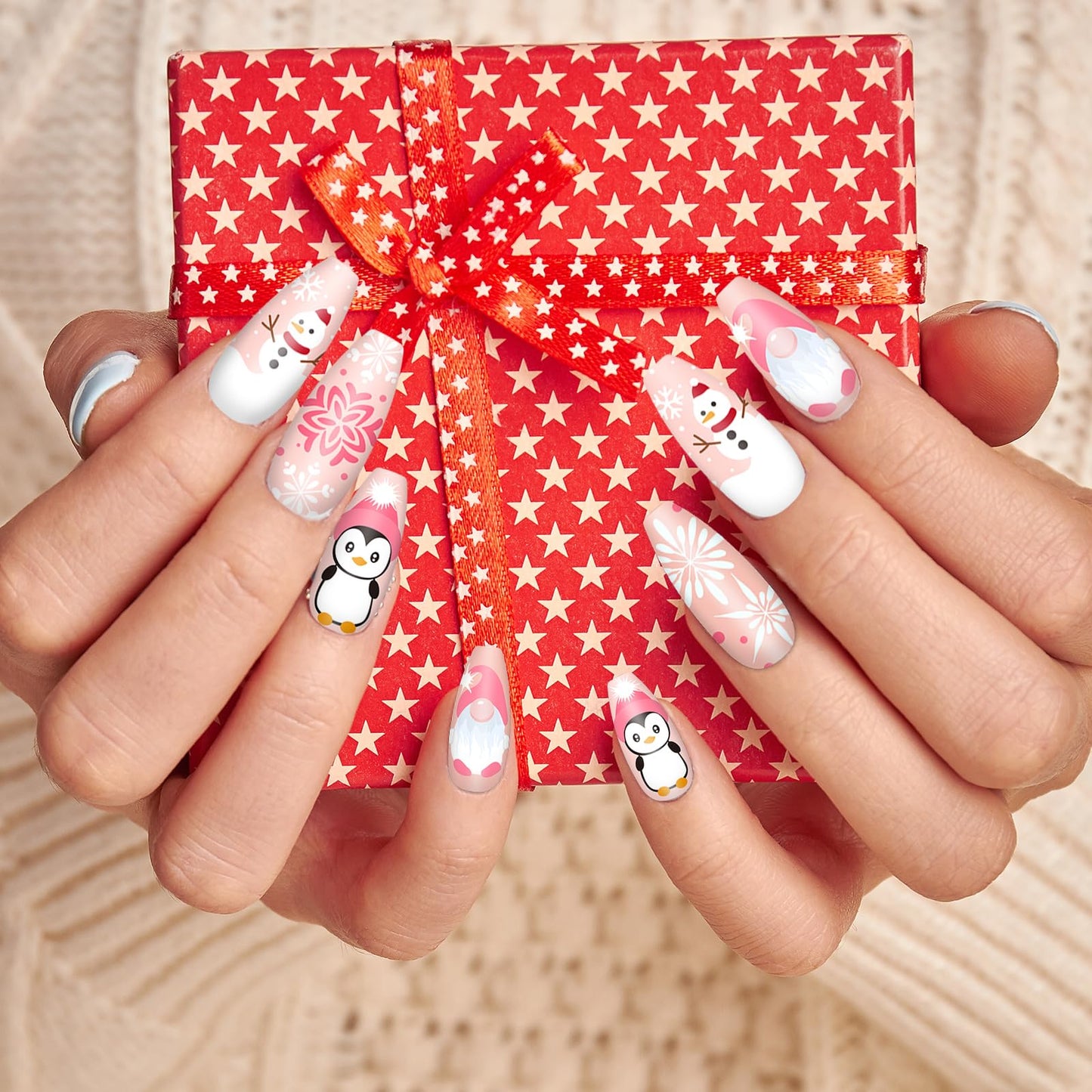 Whaline 6Pcs Winter Christmas Nail Plates Stamping Set Stamp Templates Xmas Tree Snowman Snowflake Santa Claus Nail Art Plates for DIY Print Manicure Salon Design