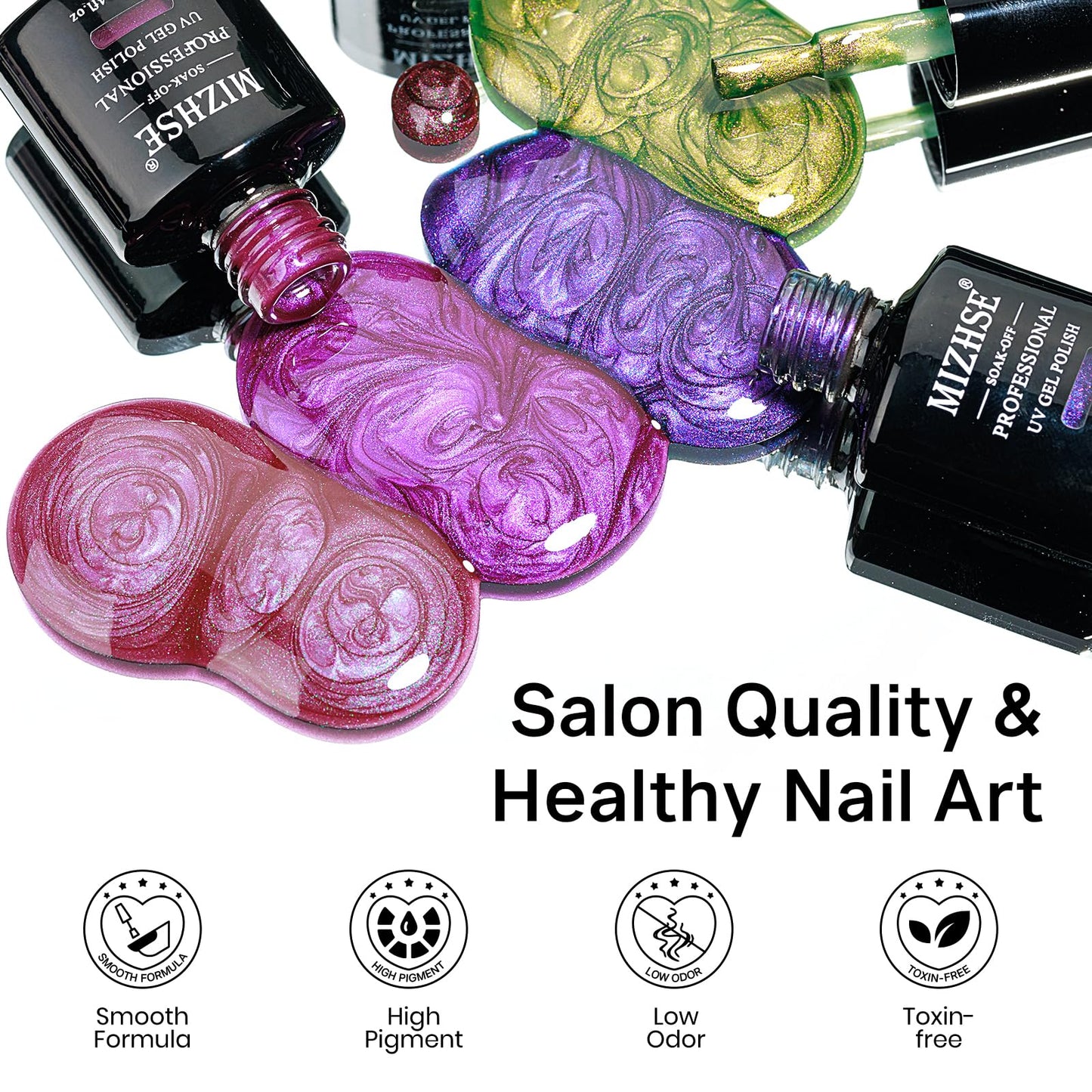 MIZHSE Cat Eye Gel Nail Polish, Gemstone Series Magnetic Gel Polish Set with Magnet Stick, Colorful Crystal Glassy Cateye Effect Soak Off Nail Art Gift for Women