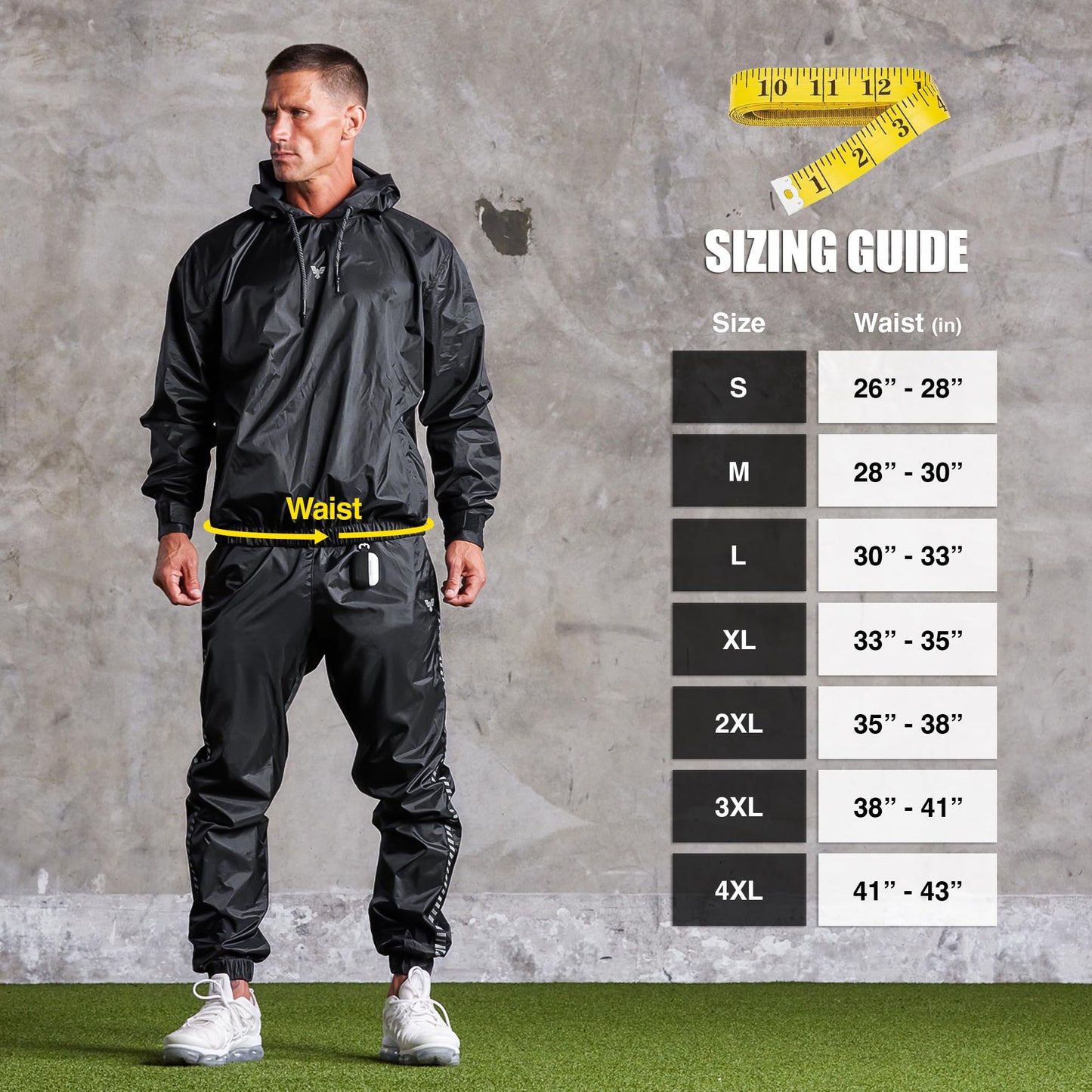 Elite Sports Sauna Suit for Weight Loss Men & Women Boxing MMA Wrestlers Gym Sweat Hoodie Sauna Suits Wrap Full Body Workout (Black, XX-Large)