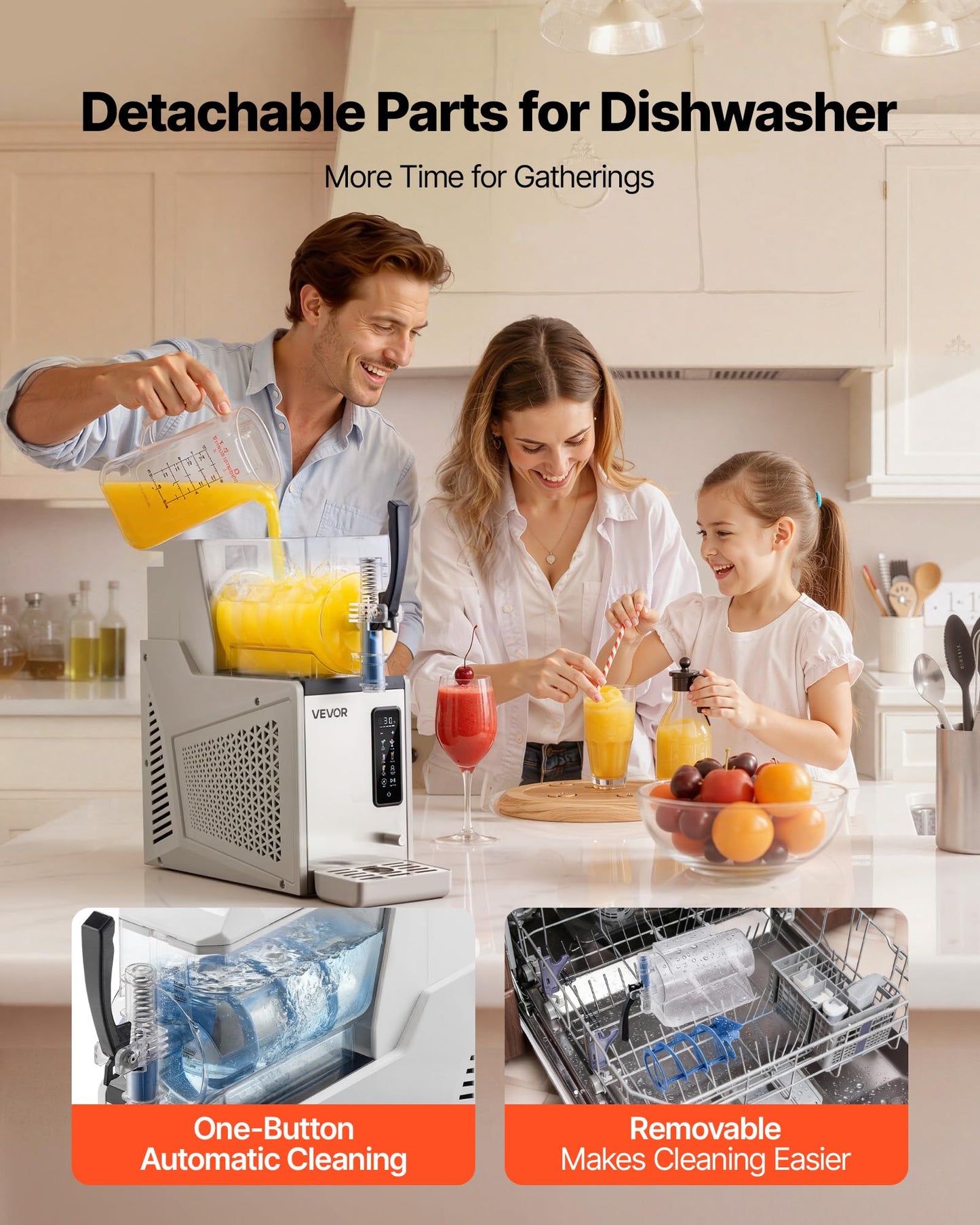 VEVOR Slushie Machine, 3L/100oz No Ice Needed Slushy Machine for Home, Frozen Drink Maker with Single Tank, Margarita Machine with Self-Cleaning, for Frozen Margaritas, Frappés, Milkshake & More