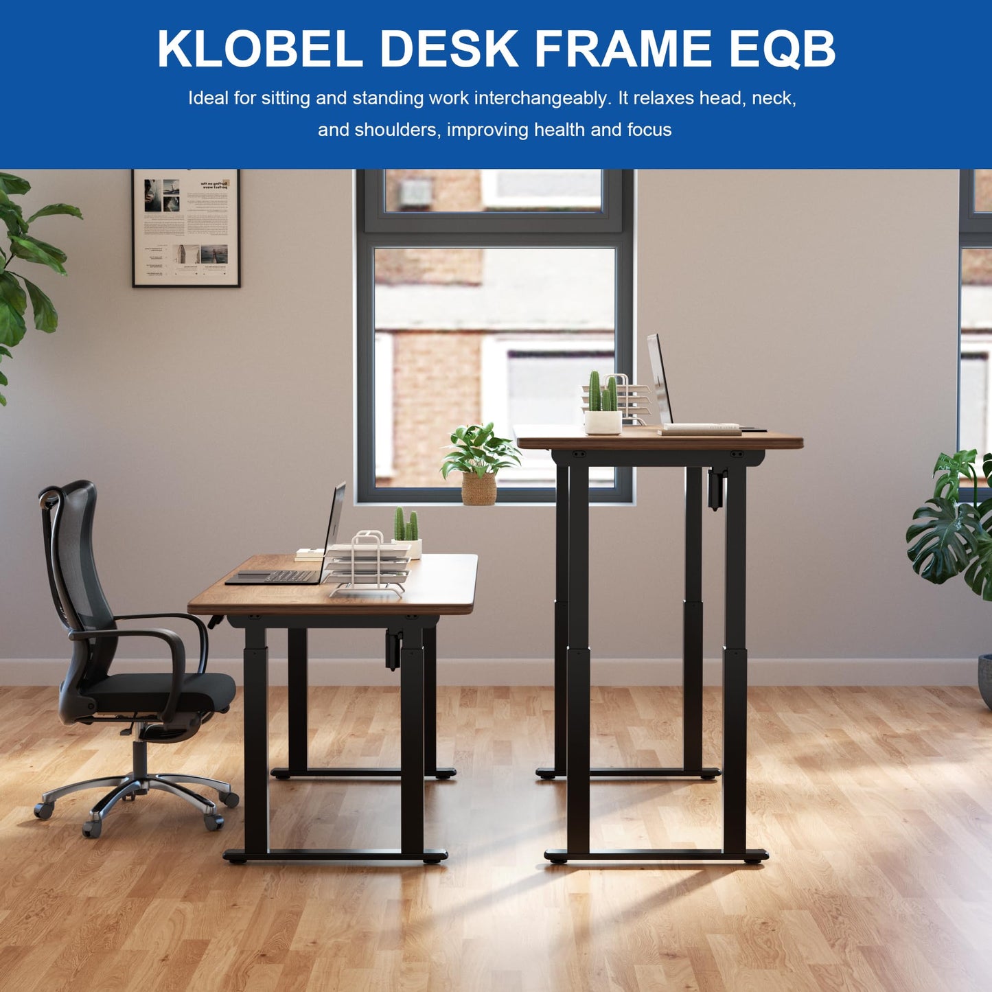 4-Leg Standing Desk Frame Dual Motor, Electric Adjustable Legs Compatible Desktop Size 39″-79″, 264 lbs Weight Capacity, Anti-collision Detection Stand Up Desk Frame Workstation, Black Frame Only