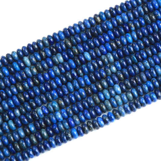 150PCS 2x4mm Natural Lapis Lazuli Rondelle Beads Abacus Disk Stone Beads Round Loose Spacer Gemstone Beads for DIY Bracelet Necklace Jewelry Making