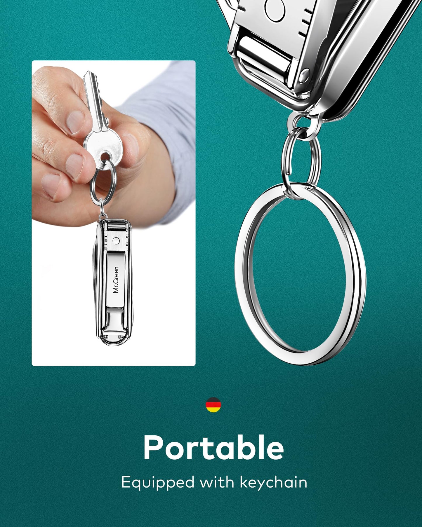 Portable Nail Clippers,Medical Grade Stainless Steel Foldable Nail Cutter with Leather Case, Ultra Slim Travel Design