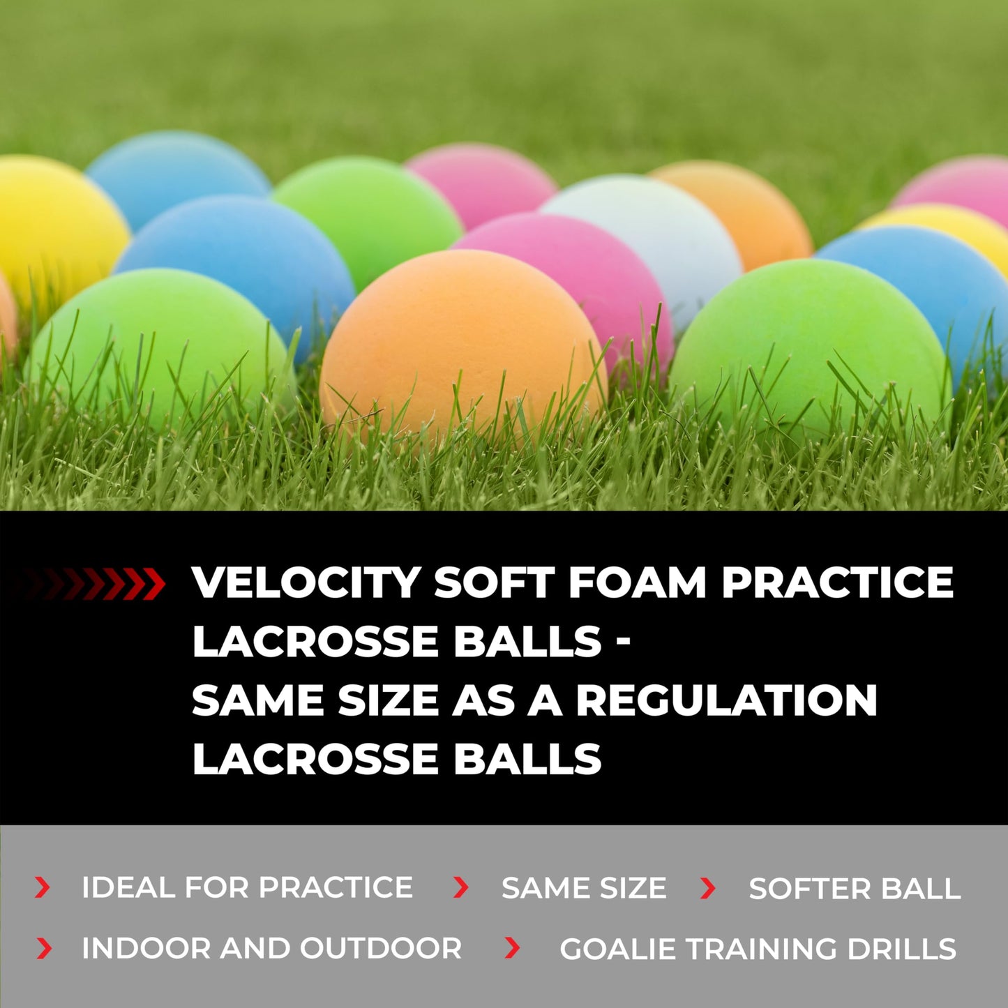Velocity Soft Foam Practice Lacrosse Balls for Youth, Lacrosse Soft Training Balls for College and High School Beginners, Indoor Practice Soft Lacrosse Balls Official Size - White, 6