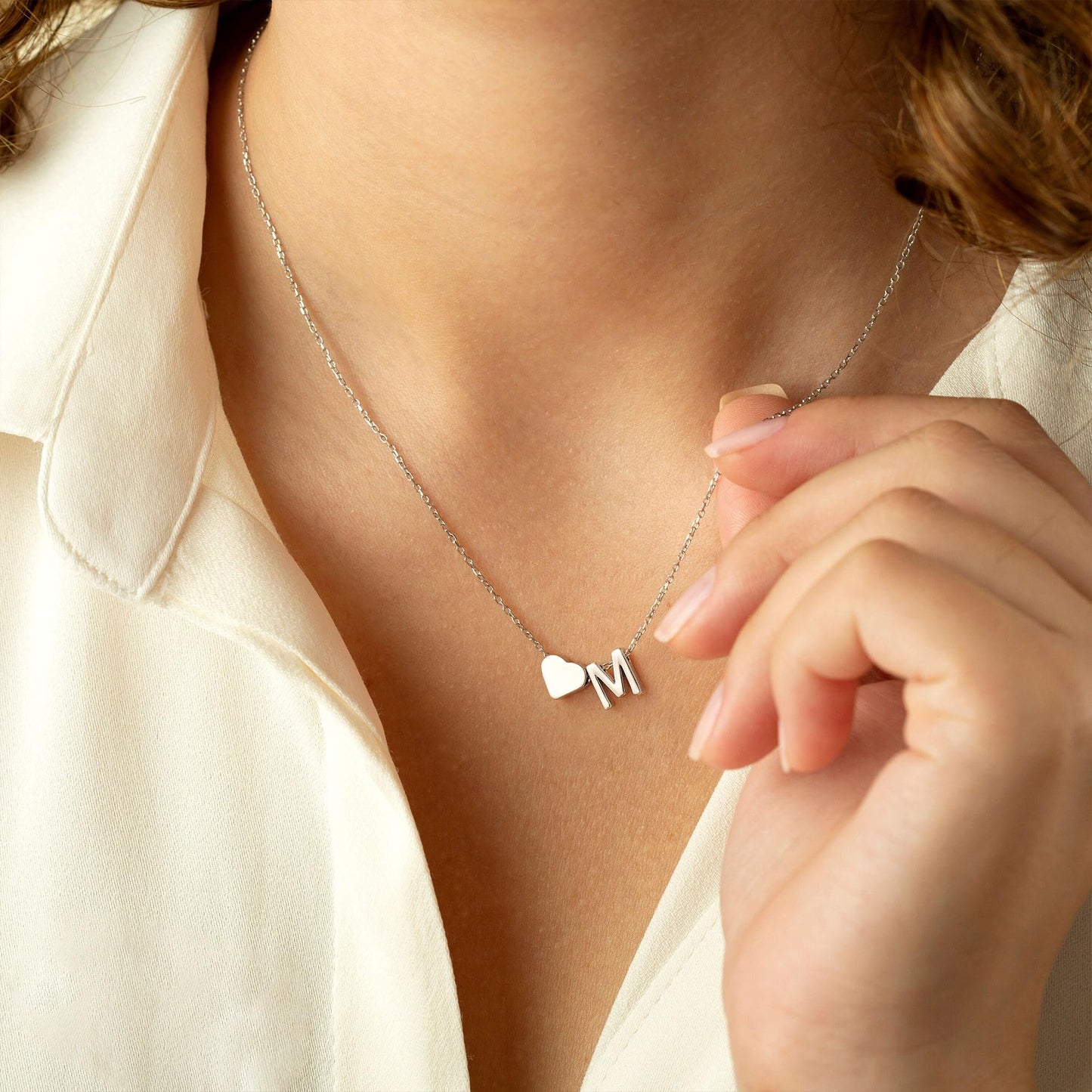 Turandoss Heart Initial Necklaces - Dainty, Trendy Tiny Silver Necklaces for Women - Mothers Day Gifts