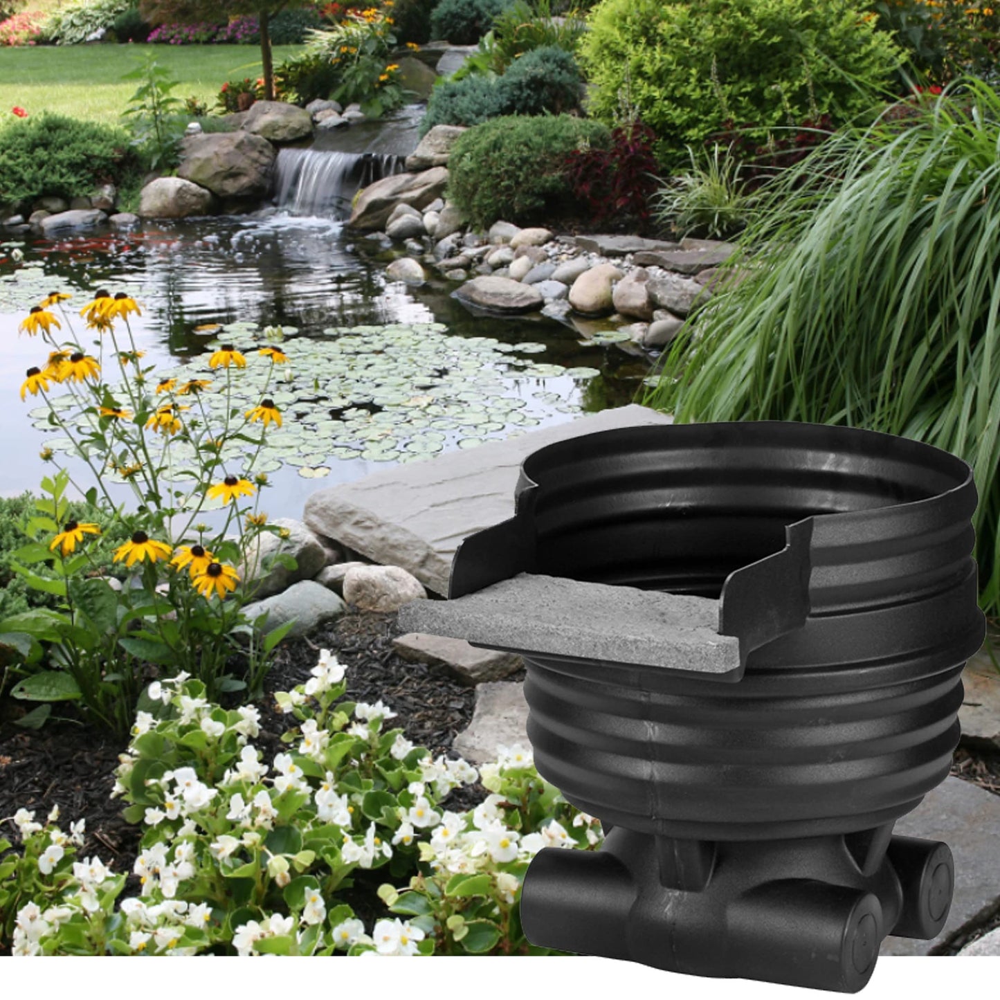 Little Giant WF5 Biological Waterfall Filter for Garden and Koi Ponds Up to 5,000 Gallons, Black, 571010