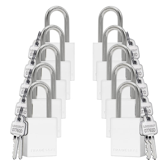 TRADESAFE Lockout Tagout Locks Set - 10 Silver Aluminum Loto Locks, Keyed Different Lock Out Tag Out Padlocks, 2 Keys Per Lockout Padlock, OSHA Compliant