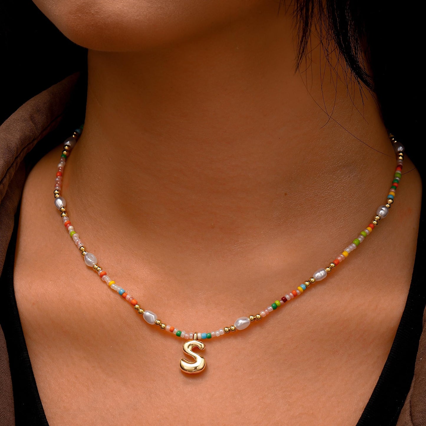 Ritach Birthday Gifts for Girls - R Letter Necklace Bubble Gold Initial Necklaces for Women Beaded Necklace for Girl Gifts for 7 8 9 10 11 12 Year Old Girl Birthday Gift for Girls Jewelry