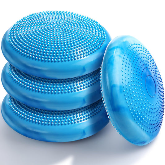 Libima 4 Pcs Wiggle Seat for Sensory Kids Inflated Wobble Cushion Sensory Seat Cloud Design Flexible Seating for Classroom Elementary Balance Disc for Kids Adult Pet Training(Blue Color)