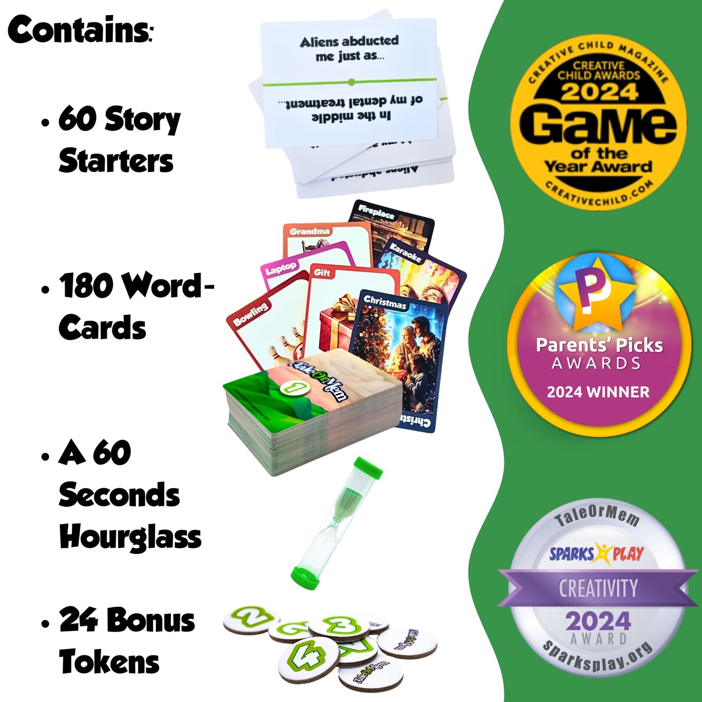 TaleOrMem - Award-Winning Storytelling Cards, Fun Family Card Games, Improv Games for Kids & Adults, with 180 Story Telling Cards & 60 Story Starters. Boosts creativity, a party game for 3-8 Players