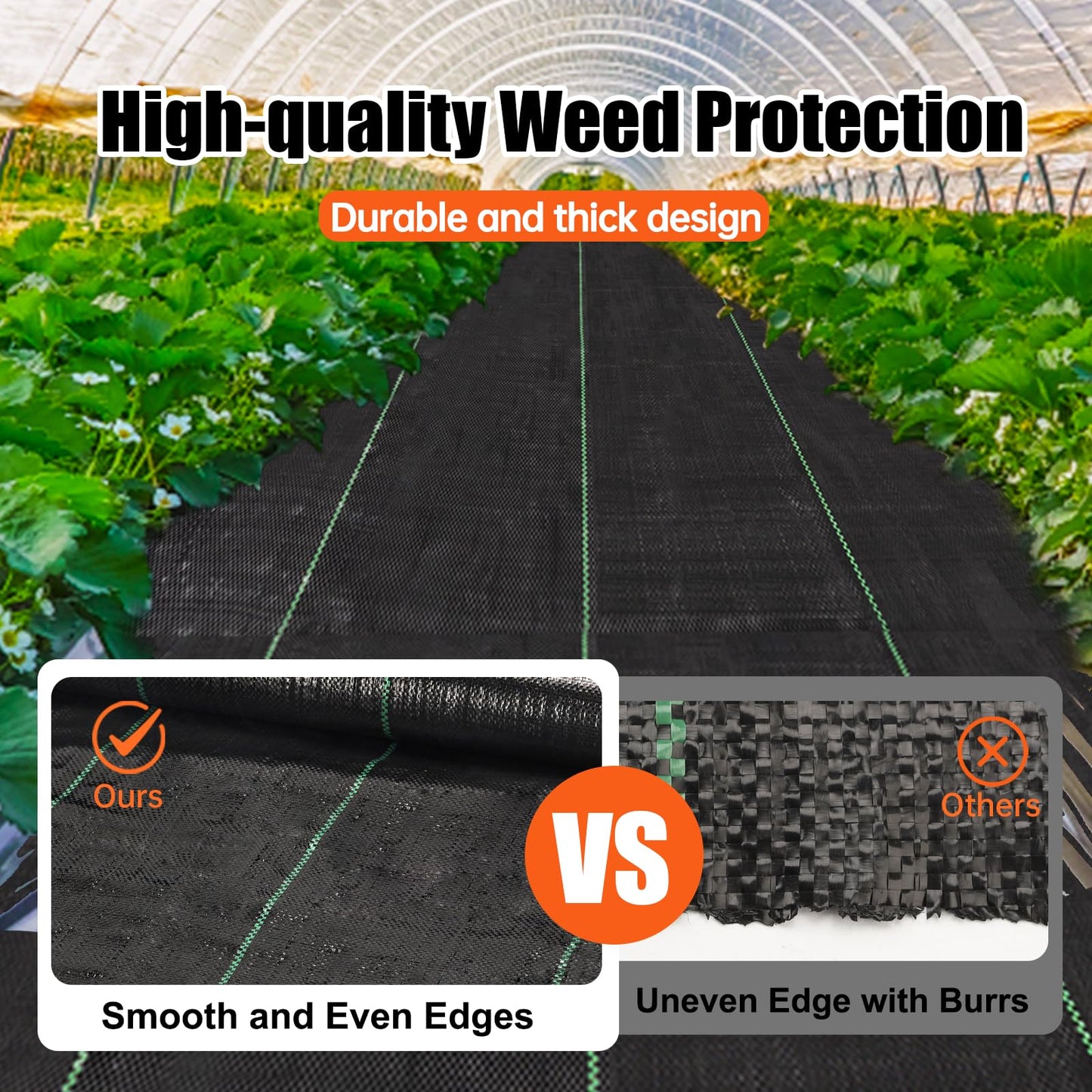 GRASSCLUB 5 x 30 Feet Weed Barrier Fabric Garden Landscape Weed Blocker Woven Fabric Heavy Duty Ground Cover Mat
