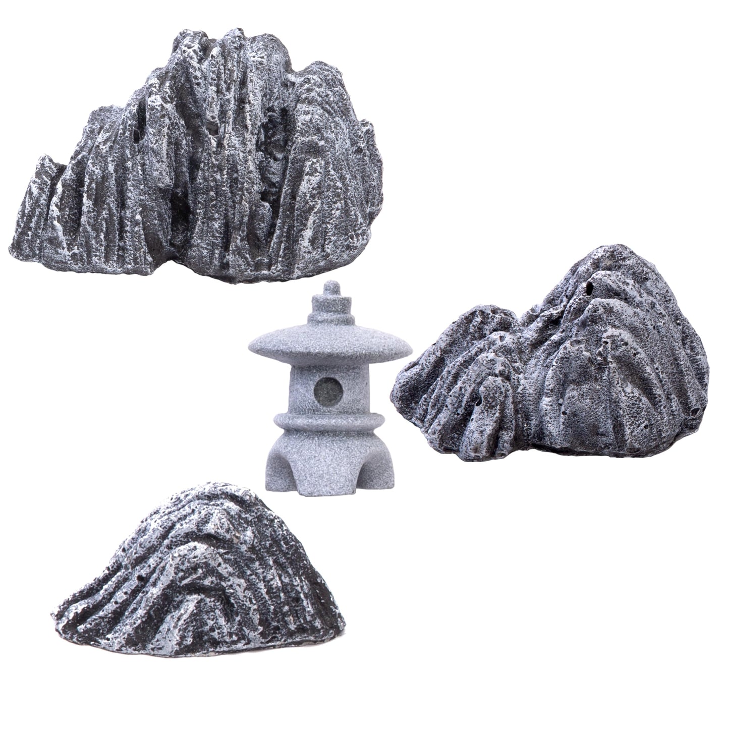 Cularve 4PCS Zen Garden Accessories – Miniature Japanese Rock Decor for Terrarium Decor, Fish Tank Decorations, Fairy Garden Decor, Desktop Bonsai, and Meditation Gifts