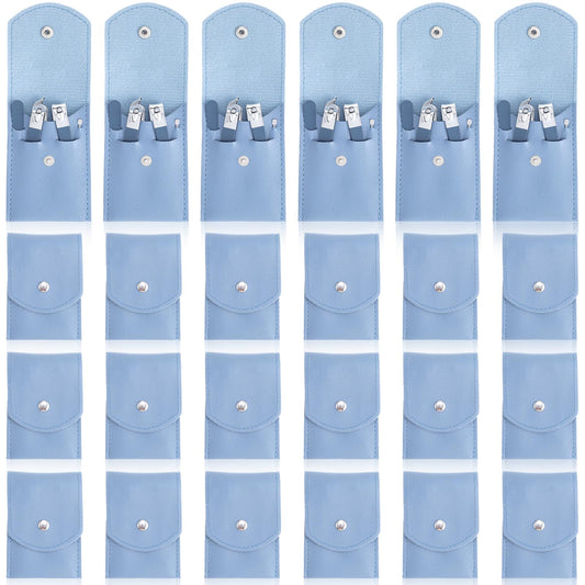 24 Sets Manicure Set Bulk, 4 in 1 Stainless Steel Fingernail Clippers Kit Nail Cutter Trimmers with Travel Case, Professional Pedicure Tools for Personal Care, Gifts, Travel and Home Use, Blue