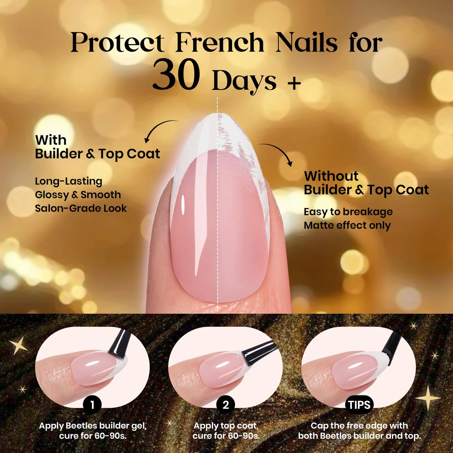 Beetles Soft Gel French Tips Press On Nails: 224 Pcs Brown French Tip Nails Short Squoval Fake Nail Tips, Nail False Nails,DIY Nail Art Salon Quality Manicure Gift For Women