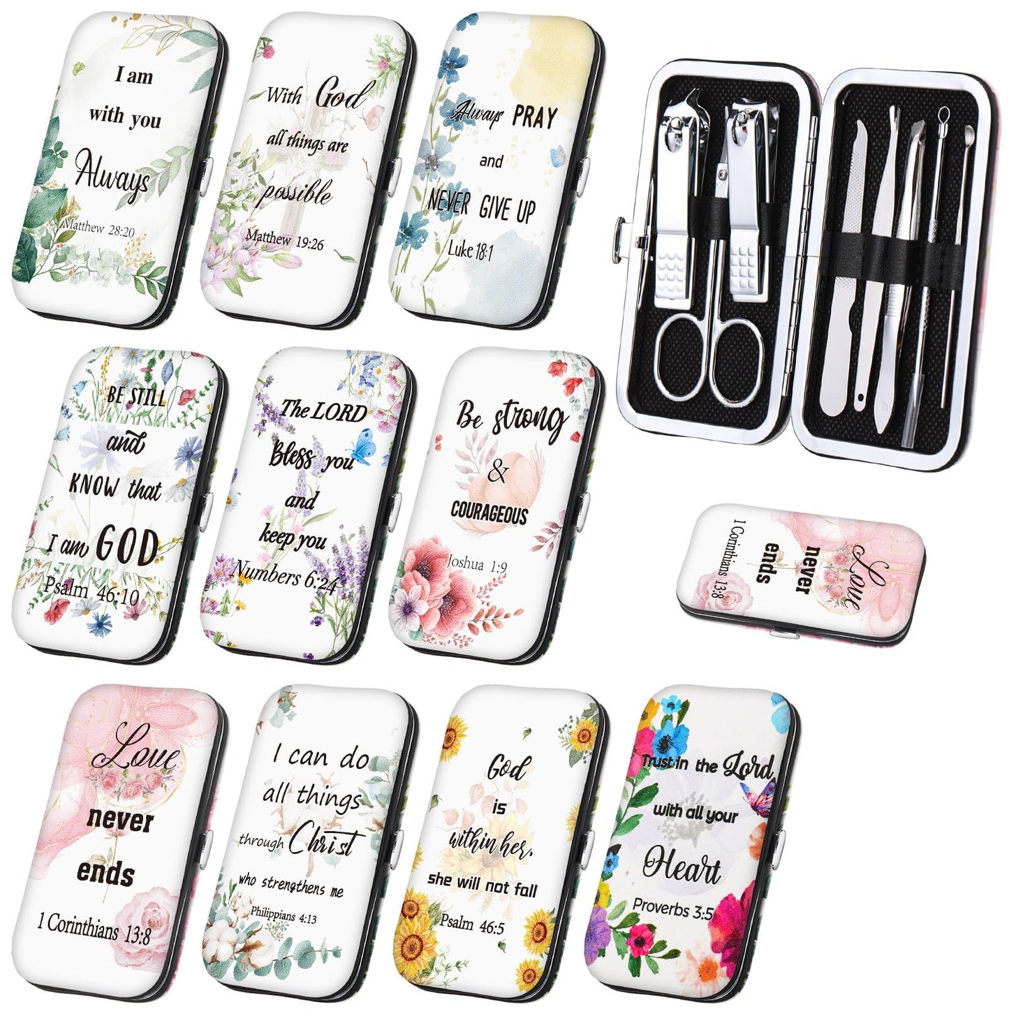 10 Sets Mother's Day Gifts Bulk Christian Gifts for Women Scripture Manicure Set Nail Clippers Bulk Mother's Day Church Religious Party Favors Christian Stuff Bible Verse Group Favors for Women Men