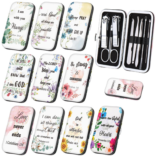 10 Sets Mother's Day Gifts Bulk Christian Gifts for Women Scripture Manicure Set Nail Clippers Bulk Mother's Day Church Religious Party Favors Christian Stuff Bible Verse Group Favors for Women Men