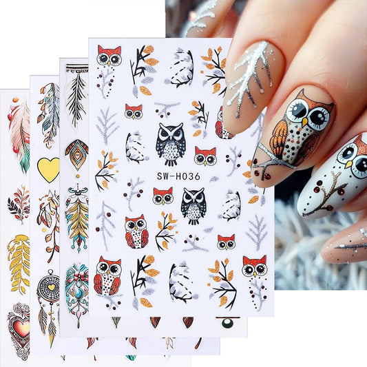Nail Art Stickers 3D Self Adhesive Bohemian Decals Dreamcatcher, Heart Nail Supplies Nail Art Design Decoration Accessories for Women and Girls, Manicure Decor