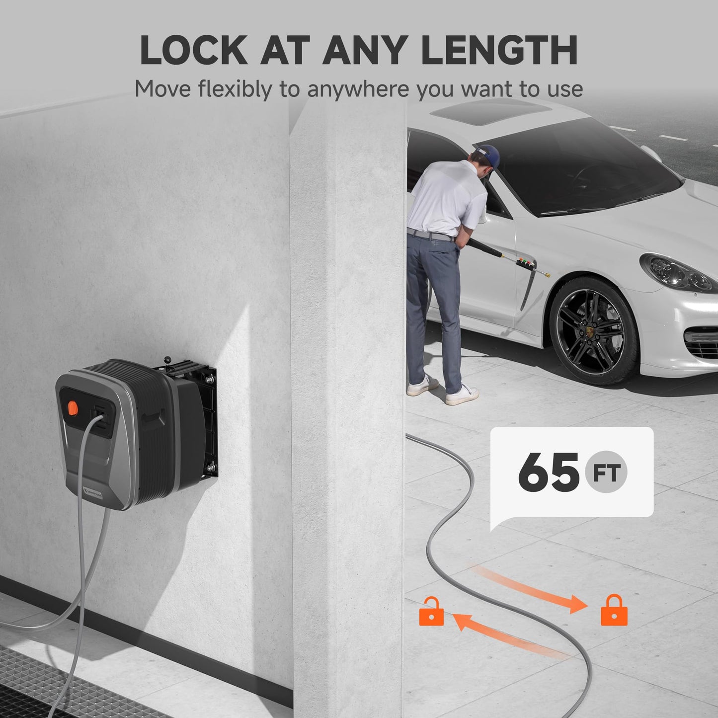 Giraffe Tools Grandfalls Pressure Washer G20 Pro, 65 FT Pressure Hose,Wall Mounted Power Washer with 4 Quick-Connect Nozzles,Foam Cannon for Cars/Patios/Driveways/Fences,2500 MAX PSI 2.2 GPM