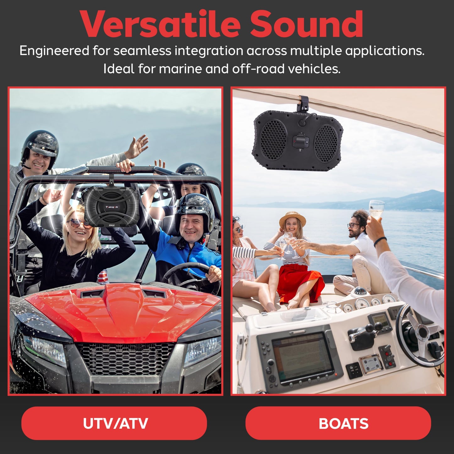 Pyle 10 Inch Subwoofer System - 400 Watts Passive Subwoofer for Marine & Powersports, Quick-Mount, Water Resistant Vehicle System, Weatherproof Housing, Designed for UTVs & Boats