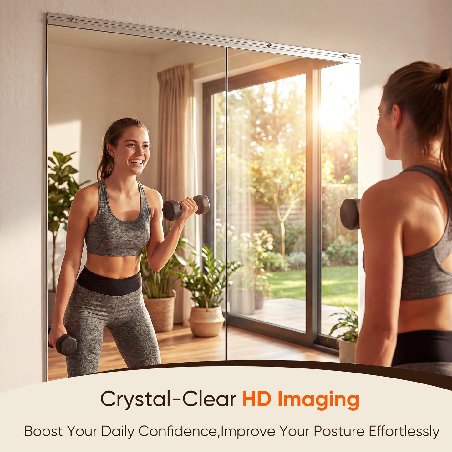 Antok Home Gym Mirror 48"x24" 3PCS, Large Full Length Wall Mounted Mirrors, Frameless Tempered Glass Full Body Mirror for Gym Yoga Dance Studio Garage Bedroom & Bathroom