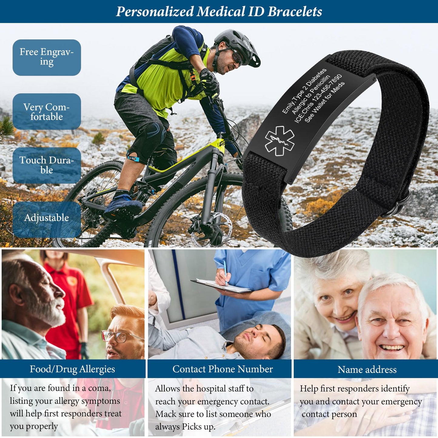 VNOX Dnr(Do Not Resuscitate) Medical Alert Bracelets for Men Patients Stainless Steel Emergency Bracelets Wristbandersonalized Mens Life Health Alert Bracelet