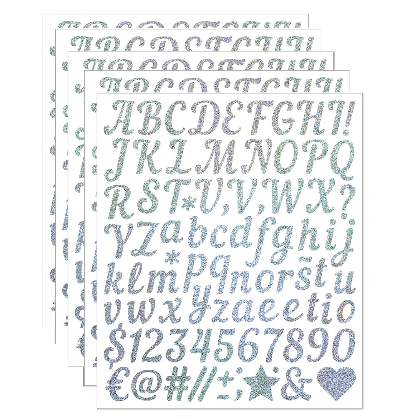5 Sheets Letter Stickers, 440 Alphabet Sticker,1 inch Vinyl Self-Adhesive Sticker Letters, Silver Alphabets ABC Stickers, for DIY Mailbox House Numbers, Embellishments & Decorations(Silver)