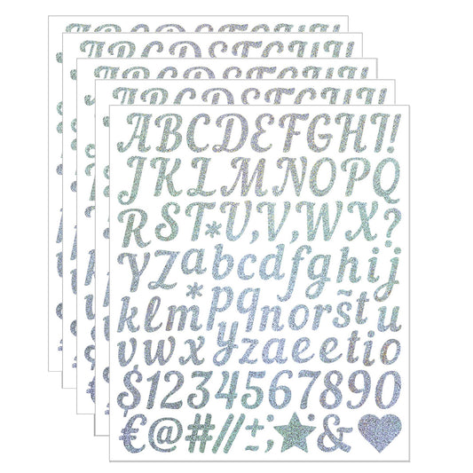 5 Sheets Letter Stickers, 440 Alphabet Sticker,1 inch Vinyl Self-Adhesive Sticker Letters, Silver Alphabets ABC Stickers, for DIY Mailbox House Numbers, Embellishments & Decorations(Silver)