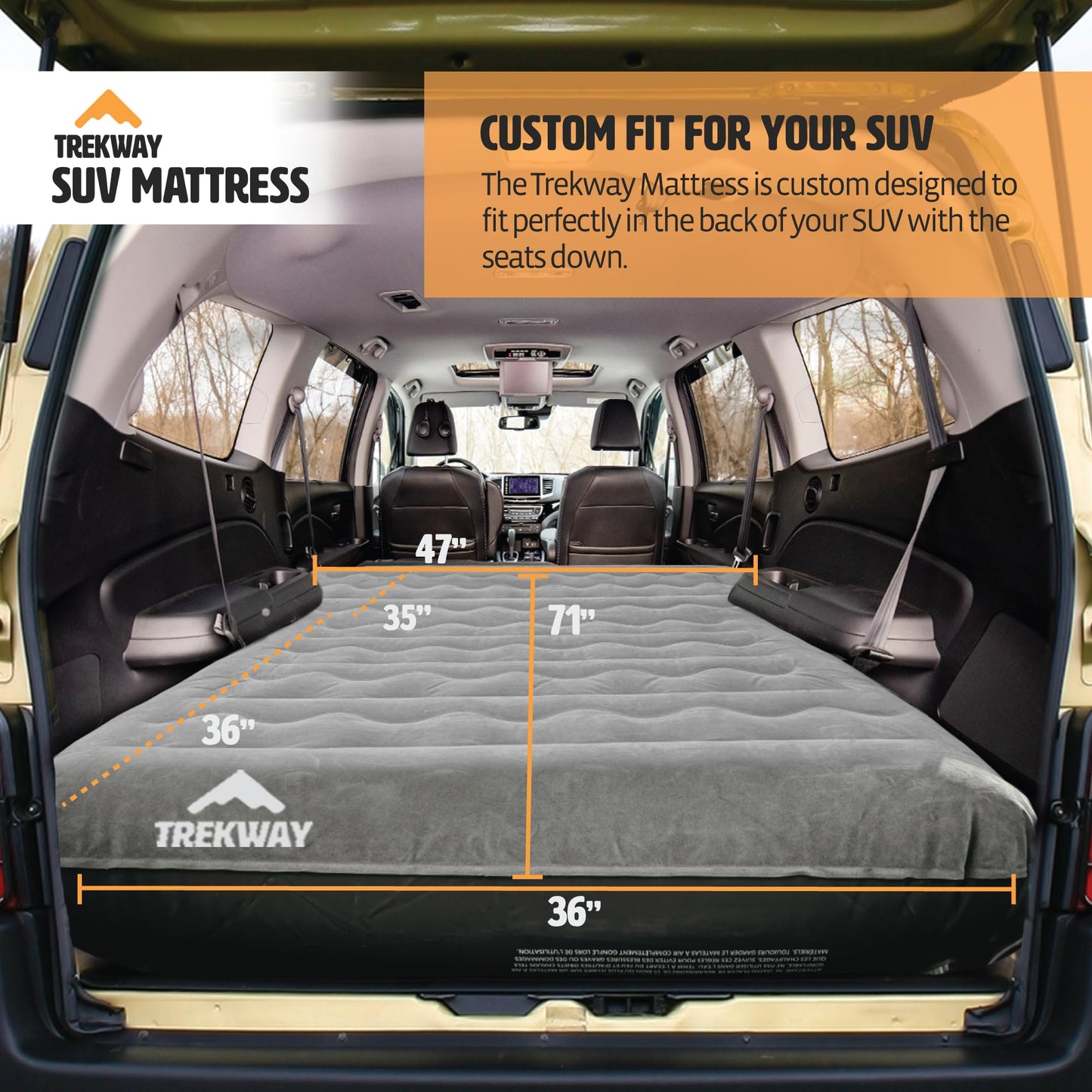Offroading Gear SUV/Van Inflatable Air Mattress w/Side Chambers - Car Camping Bed - for 4Runner, Outback, Forester, Cherokee, RAV4, Blow Up Inflatable. from Trekway