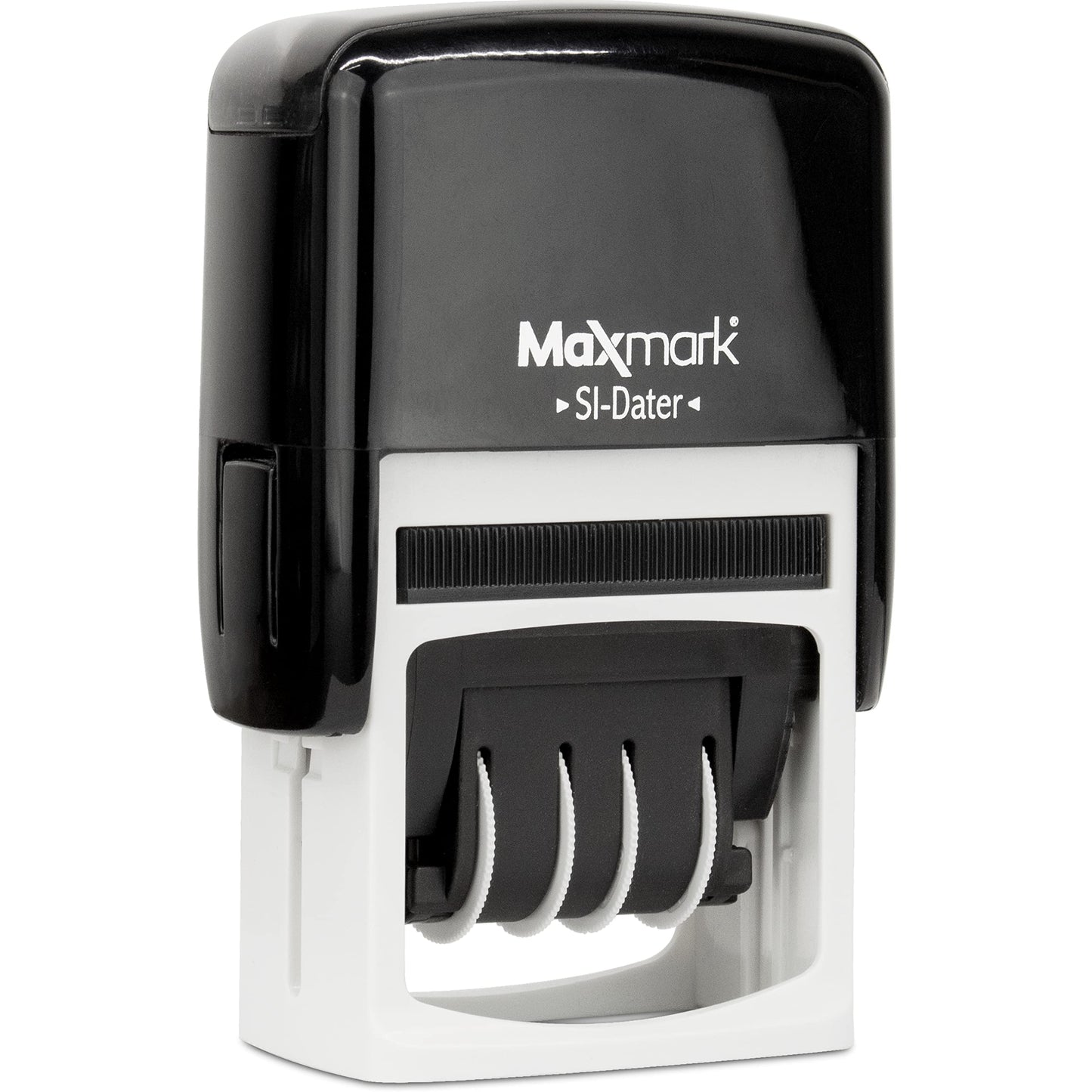 MaxMark Office Self Inking Date Stamp with Phrase Approved - 2 Color Blue/Red Ink