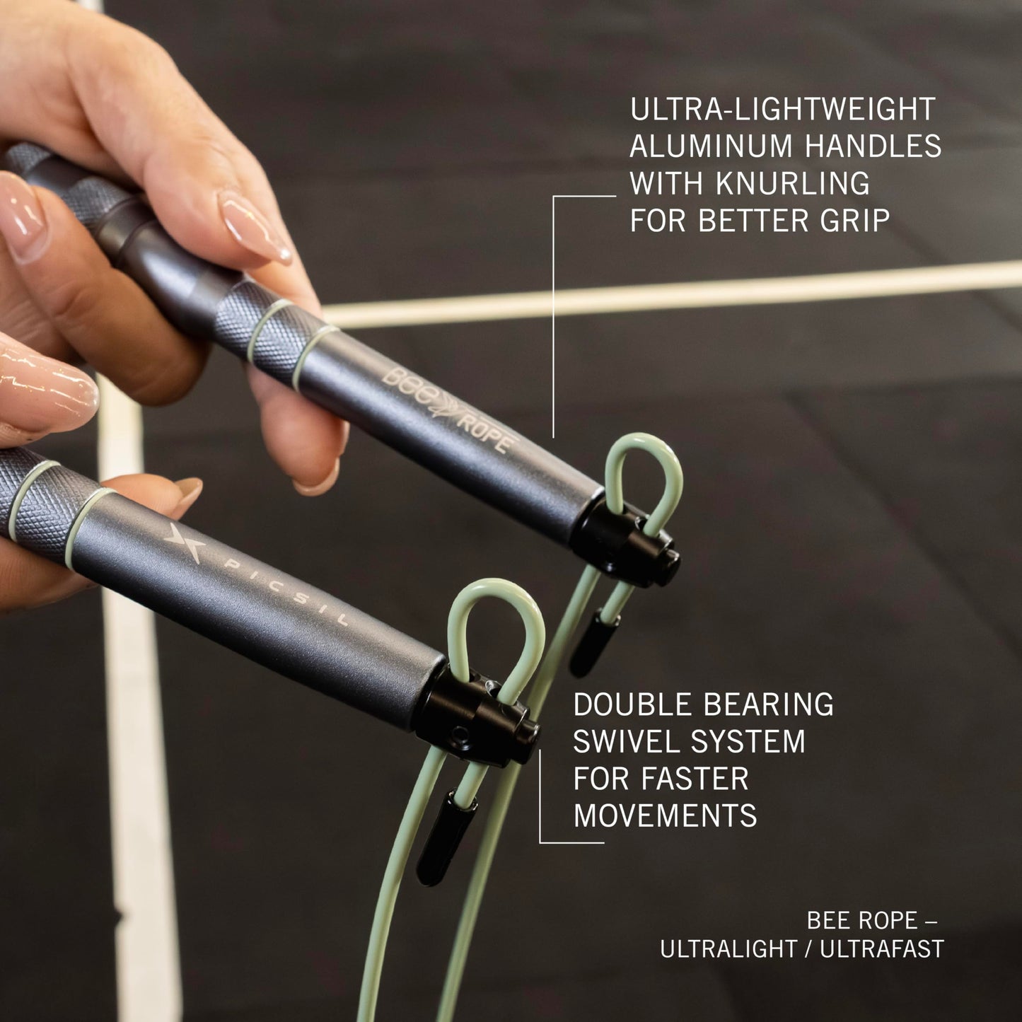 PICSIL - BEE High Speed Skipping Rope | Aluminum & Double Bearing System | Self-Adjusting for Cross Training, Boxing & Fitness | Lightweight 7.4oz | Adaptable for Men, Women & Children | (Lavender)