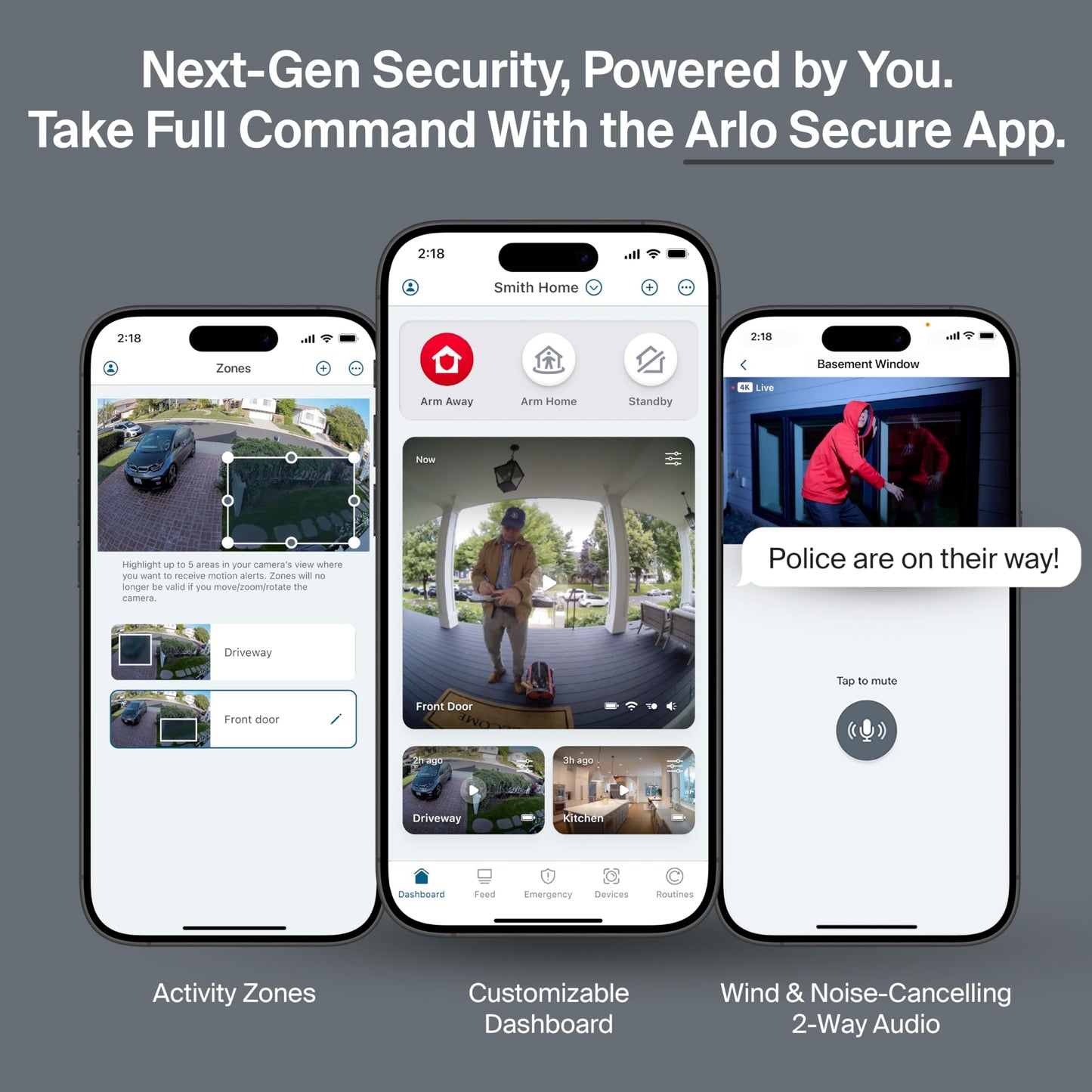 Arlo Ultra Security Camera 4K HDR (3rd Gen, 2025 Release) + SmartHub, Battery Power, Emergency Response, AI Event Captions, 1-Month Trial of Secure Plan, 180° Field of View, 2 Cam, White